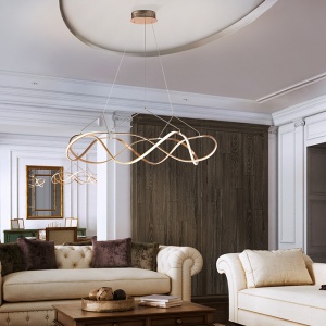 Lustra LED XL design ultra-modern Molly auriu roze 110cm SV-763592 75022 universul-luminii.ro