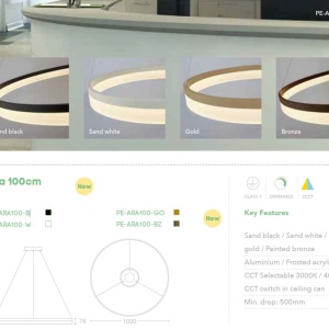 Lustra LED XXL circulara suspendata Ara 100cm, Bronz - Img 4