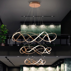 Lustra LED XXL pentru casa scarii design lux 110cm Molly auriu roze SV-763455 77712 universul-luminii.ro