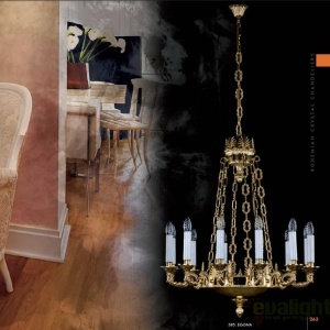 Lustra LUX din alama, Candelabru 12 brate EGONA 54152 universul-luminii.ro