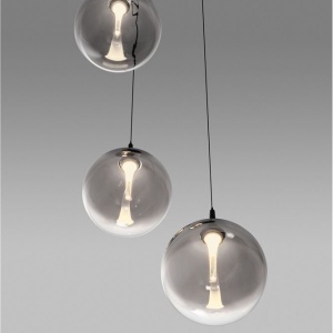 Lustra moderna cu 3 pendule LED, Metal, Sticla, Fumuriu, ORENDA 245202 universul-luminii.ro