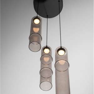 Lustra moderna cu 3 pendule LED, Metal, Sticla, Moca, SANO 245282 universul-luminii.ro