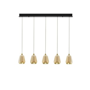 Lustra moderna cu 4 pendule LED, Metal, Sticla, Champaigne, ALISH