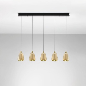 Lustra moderna cu 4 pendule LED, Metal, Sticla, Champaigne, ALISH - Img 5