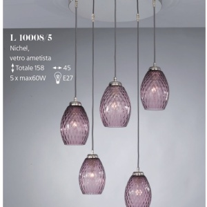 Lustra moderna cu 5 pendule design italian 10008 Amethyst 202712 universul-luminii.ro