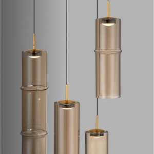Lustra moderna cu 5 pendule LED, Metal, Sticla, Cognac, SANO 245302 universul-luminii.ro