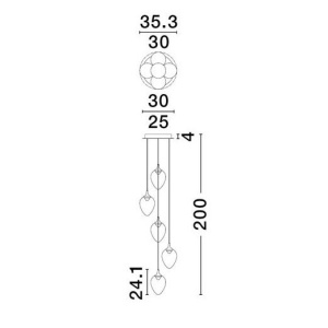 Lustra moderna cu 5 pendule LED, Metal, Sticla, Fumuriu, Nali 168462 universul-luminii.ro