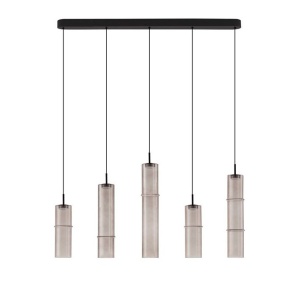 Lustra moderna cu 5 pendule LED, Metal, Sticla, Moca, SANO