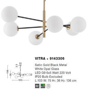 Lustra moderna cu 6 surse de lumina Vitra 75292 universul-luminii.ro