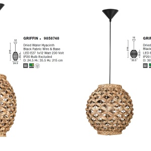 Lustra moderna decorativa design natural Griffin NVL-9858748 76702 universul-luminii.ro
