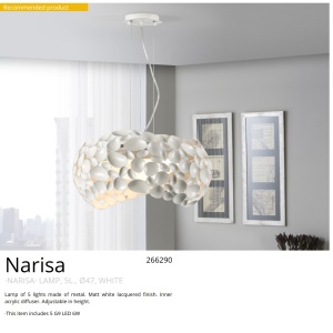 Lustra moderna design elegant 47cm Narisa alba SV-266290 72022 universul-luminii.ro