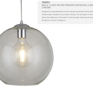 Lustra / Pendul design modern 30cm Balls crom / clar 1632CL SRT - Img 6