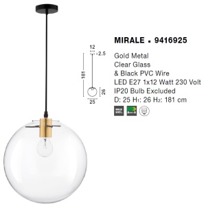 Lustra, Pendul design modern MIRALE, 25cm 75262 universul-luminii.ro