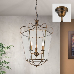 Lustra / Pendul design rustic Manto Latern HL 6-1532/3 Antik-gold OR - Img 9