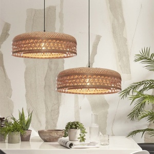 Lustra/Pendul eco din bambus Ubud double shade, nat 213762 universul-luminii.ro