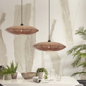 Lustra/Pendul eco din ratan Tanami disc L, nat 213632 universul-luminii.ro