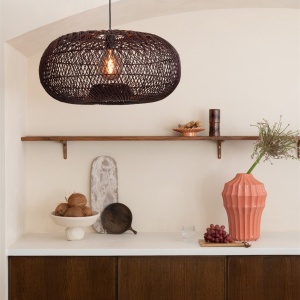 Lustra/Pendul Eco, Ratan, Arizona visiniu, S 243572 universul-luminii.ro