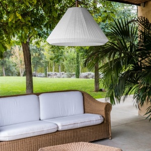 Lustra/Pendul iluminat exterior decorativ SAIGON cone T70 gri/crem 127762 universul-luminii.ro