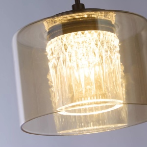 Lustra, Pendul LED bronz cu sticla sampanie Tumblers - Img 3