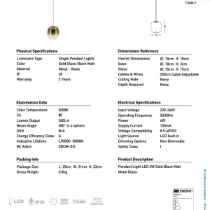 Lustra/Pendul LED design decorativ VITRO auriu/negru - Img 5