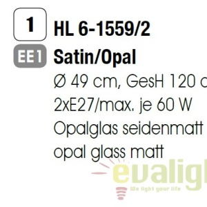 Lustra / Pendul stil modern Blanc HL 6-1559/2 satin/opal OR 48612 universul-luminii.ro