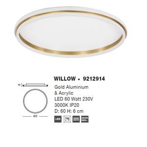 Lustra/Plafoniera LED design modern WILLOW Gold 60cm 121852 universul-luminii.ro