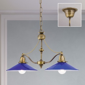Lustra realizata manual design rustic ARTDESIGN, patina/ albastru-cobalt - Img 7