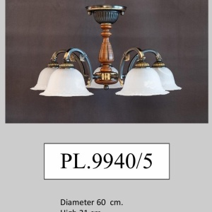 Lustra rustica aplicata cu 5 brate design italian 9940 - Img 2