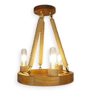 Lustra rustica fabricata manual din lemn EVIA 3L 231712 universul-luminii.ro