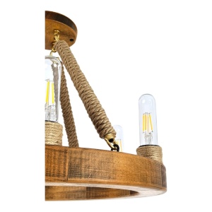 Lustra rustica fabricata manual din lemn EVIA 6L 151252 universul-luminii.ro