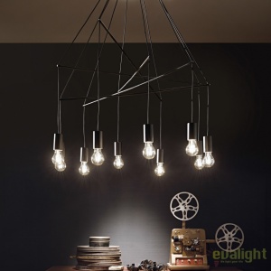 Lustra stil industrial cu 10 pendule reglabile POP SP10 neagra 158860