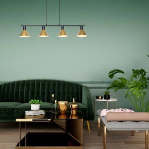 Lustra suspendata 4L design modern Alvaro negru, auriu - Img 3