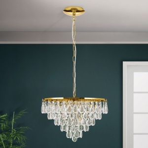 Lustra suspendata cristal K9 design elegant CELESTE D-45 auriu 156492 universul-luminii.ro