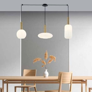 Lustra suspendata design modern Barab auriu, alb opal - Img 2