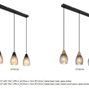 Lustra suspendata design modern REID negru, chihlimbar - Img 5
