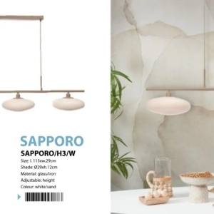 Lustra suspendata design modern Sapporo 3 alb/sand 224192 universul-luminii.ro