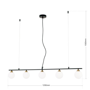 Lustra suspendata design modern SNOWWHITE 5L negru/auriu - Img 7