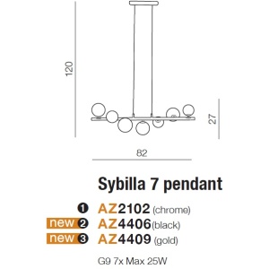 Lustra suspendata design modern SYBILLA 7 gold - Img 5