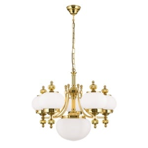 Lustra suspendata eleganta stil clasic Nostalgie 6L alama lucios/opal 163682 universul-luminii.ro