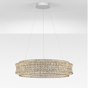 Lustra suspendata LED crom, cristale sticla CELYSIA 80cm 628432 universul-luminii.ro