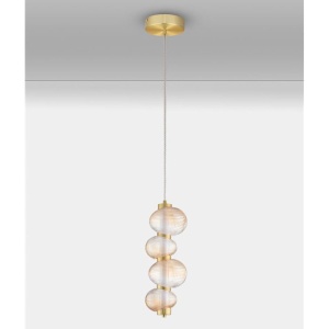 Lustra suspendata LED design modern Leda auriu - Img 4