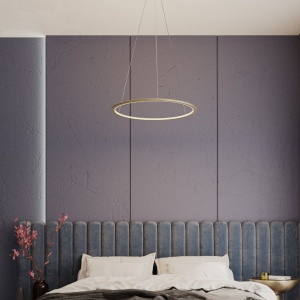 Lustra suspendata LED dimabila design modern QUEEN auriu periat, 50cm 211662 universul-luminii.ro