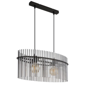Lustra suspendata, Metal Negru, Sticla Fumurie, GORLEY 15698H3 GL