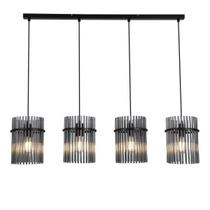 Lustra suspendata metal negru, tije din sticla Swizzle 4L