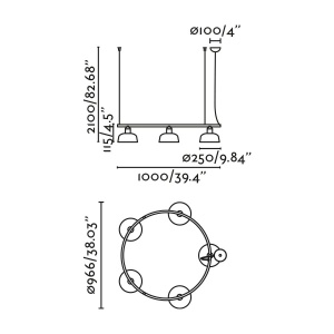 Lustra suspendata metal TATAWIN M 5L negru - Img 5