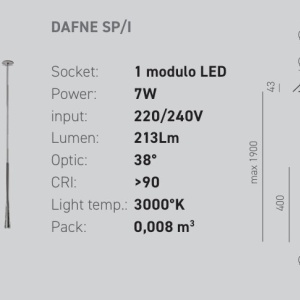 Lustra suspendata, Pendul LED slim incastrabil DAFNE alb, negru sau auriu 230272 universul-luminii.ro