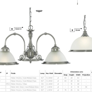 Lustra suspendata stil clasic American Diner 3L argintiu 1043-3 SRT 175832 universul-luminii.ro