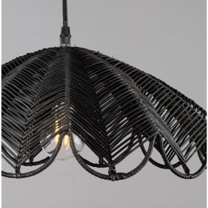 Lustra suspendata stil natural ratan negru FLARE - Img 7