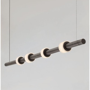 Lustra tub subtire aluminiu gri inchis si alabastru LED MARLOW - Img 7