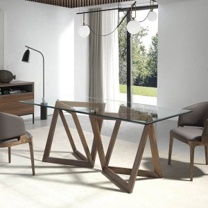 Masa de sufragerie in stil modern cu blat din sticla 180x90cm